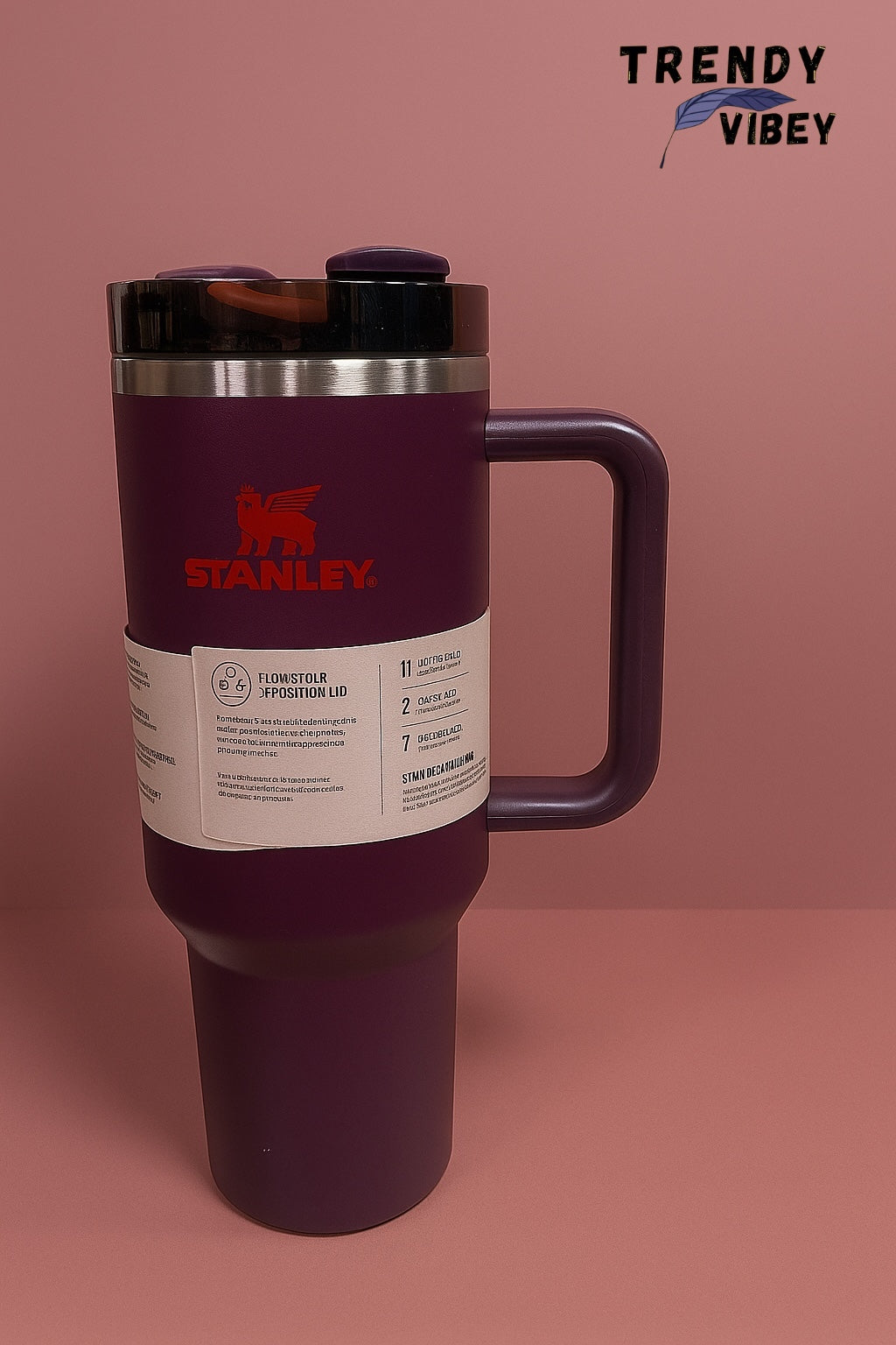 Deep Plum Stanley Tumbler with 5-Position Lid – 40oz