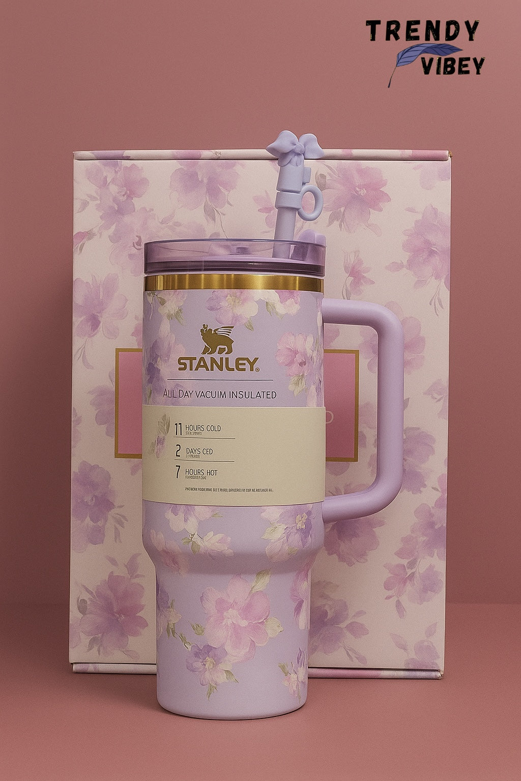 Lavender Bloom Stanley Tumbler – 40oz